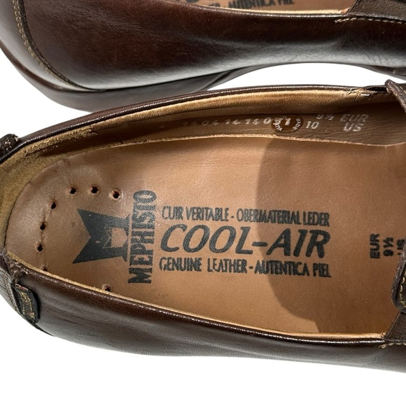 Mephisto Size 10 Cool Air Dark Brown Leather Slip On Loafers Driver - Picture 10 of 15